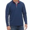 SLIDELL DOUBLE KNIT 1/4-ZIP MOCK NECK PULLOVER -Style Vibe Shop M COREKT1510 BLUE COMBO 010
