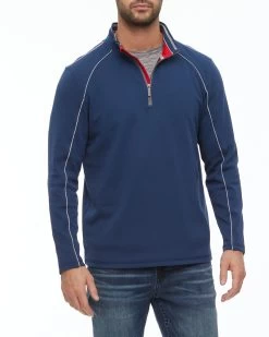 SLIDELL DOUBLE KNIT 1/4-ZIP MOCK NECK PULLOVER