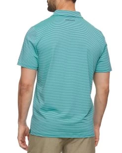 NAPLES STRIPED PERFORMANCE POLO -Style Vibe Shop M COREKT1522 GRNBLU 022 1