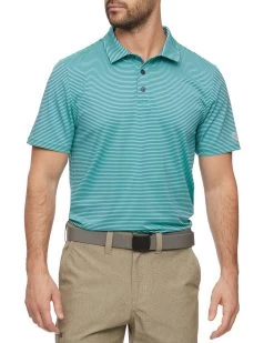 NAPLES STRIPED PERFORMANCE POLO -Style Vibe Shop M COREKT1522 GRNBLU 030 1