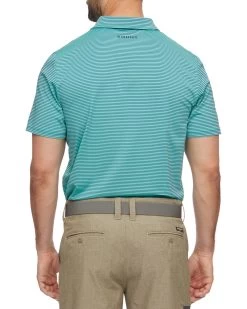 NAPLES STRIPED PERFORMANCE POLO -Style Vibe Shop M COREKT1522 GRNBLU 035 1