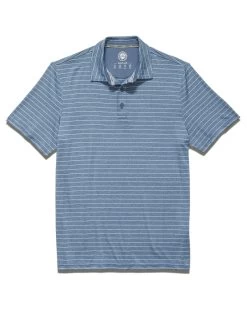 WILMINGTON STRIPED PERFORMANCE POLO -Style Vibe Shop M COREKT1564 WILMINGTON STRIPE PERFORMANCE POLO SLATE HEATHER 002