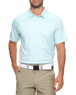 WHEATON DOT PRINT PERFORMANCE POLO (FINAL SALE) -Style Vibe Shop M COREKT1579 WHEATON DOTTED PERFORMANCE POLO AQUA HEATHER 016