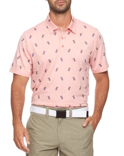 MONTECITO PINEAPPLE PRINT PERFORMANCE POLO (FINAL SALE) -Style Vibe Shop M COREKT1607 MONTECITO PINEAPPLE PRINT PERFORMANCE POLO CORAL HEATHER 014 1
