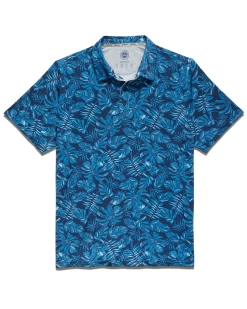 WICKENBURG PALM PRINT PERFORMANCE POLO (FINAL SALE) -Style Vibe Shop M COREKT1613 WICKENBURG PRINTED POLO NAVY COMBO