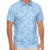 TALLAHASSEE PALM PRINT PERFORMANCE POLO (FINAL SALE) -Style Vibe Shop M COREKT1623 TALLAHASSEE PRINTED PERFORMANCE POLO LIGHT BLUE COMBO 024