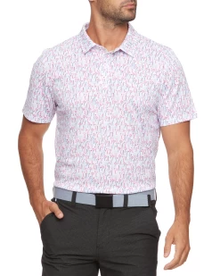 WILTON PRINTED PERFORMANCE POLO (FINAL SALE) -Style Vibe Shop M COREKT1628 WHITE COMBO 019