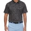 BRUTUS PALM PRINT PERFORMANCE POLO -Style Vibe Shop M COREKT1662 BRUTUS PALM PRINT PERFORMANCE POLO CHARCOAL COMBO 028