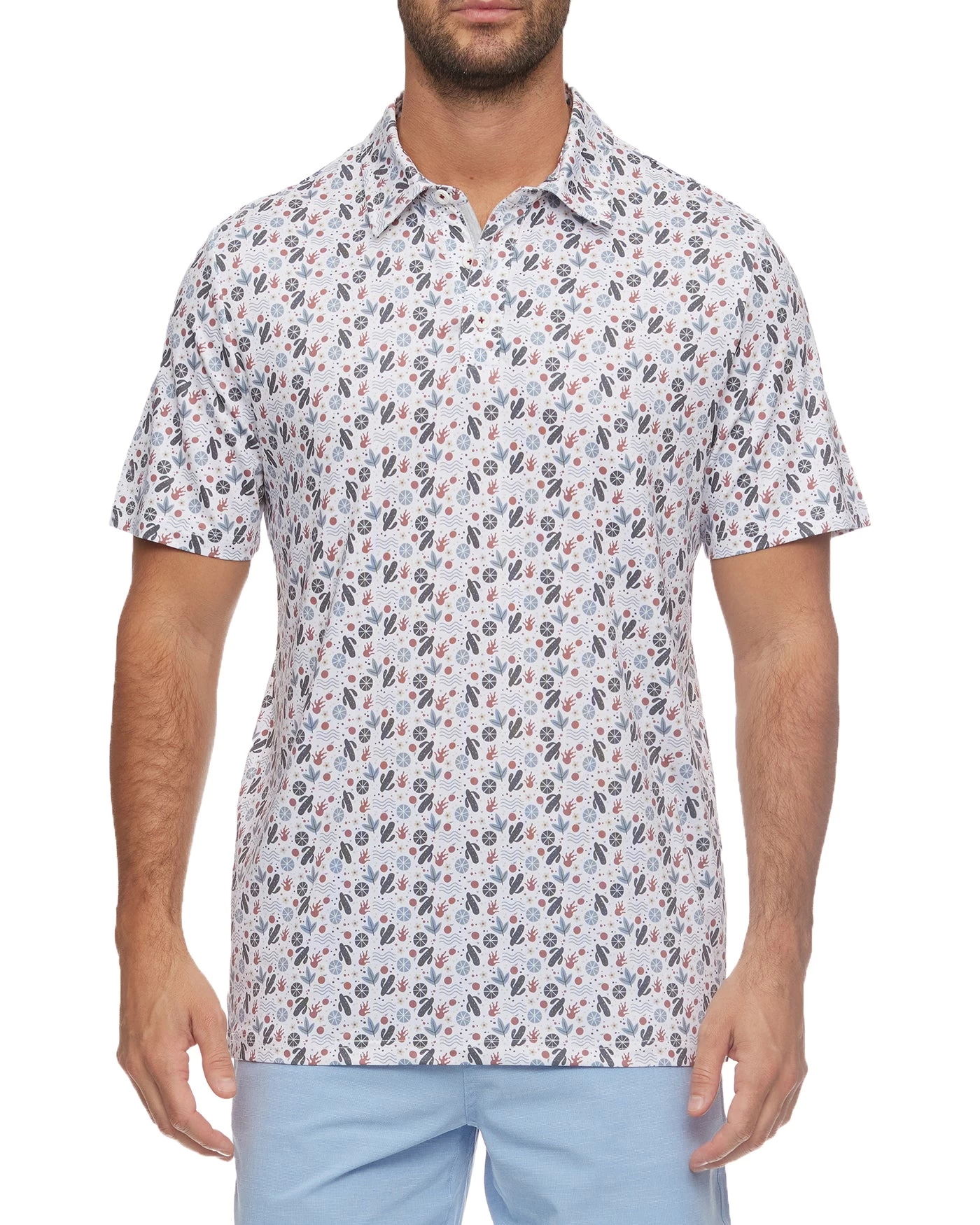 AFTON CACTUS PRINT PERFORMANCE POLO (FINAL SALE) 3 AFTON CACTUS PRINT PERFORMANCE POLO (FINAL SALE)
