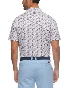 AFTON CACTUS PRINT PERFORMANCE POLO (FINAL SALE) 13 AFTON CACTUS PRINT PERFORMANCE POLO (FINAL SALE) -Style Vibe Shop M COREKT1667 AFTON CACTUS PRINT PERFORMANCE POLO TAN COMBO 029