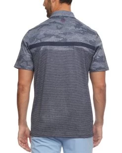 HUTCHINSON CAMO BLOCKED PERFORMANCE POLO -Style Vibe Shop M COREKT1675 HUTCHINSON CAMO BLOCKED PERFORMANCE POLO NAVY COMBO 051
