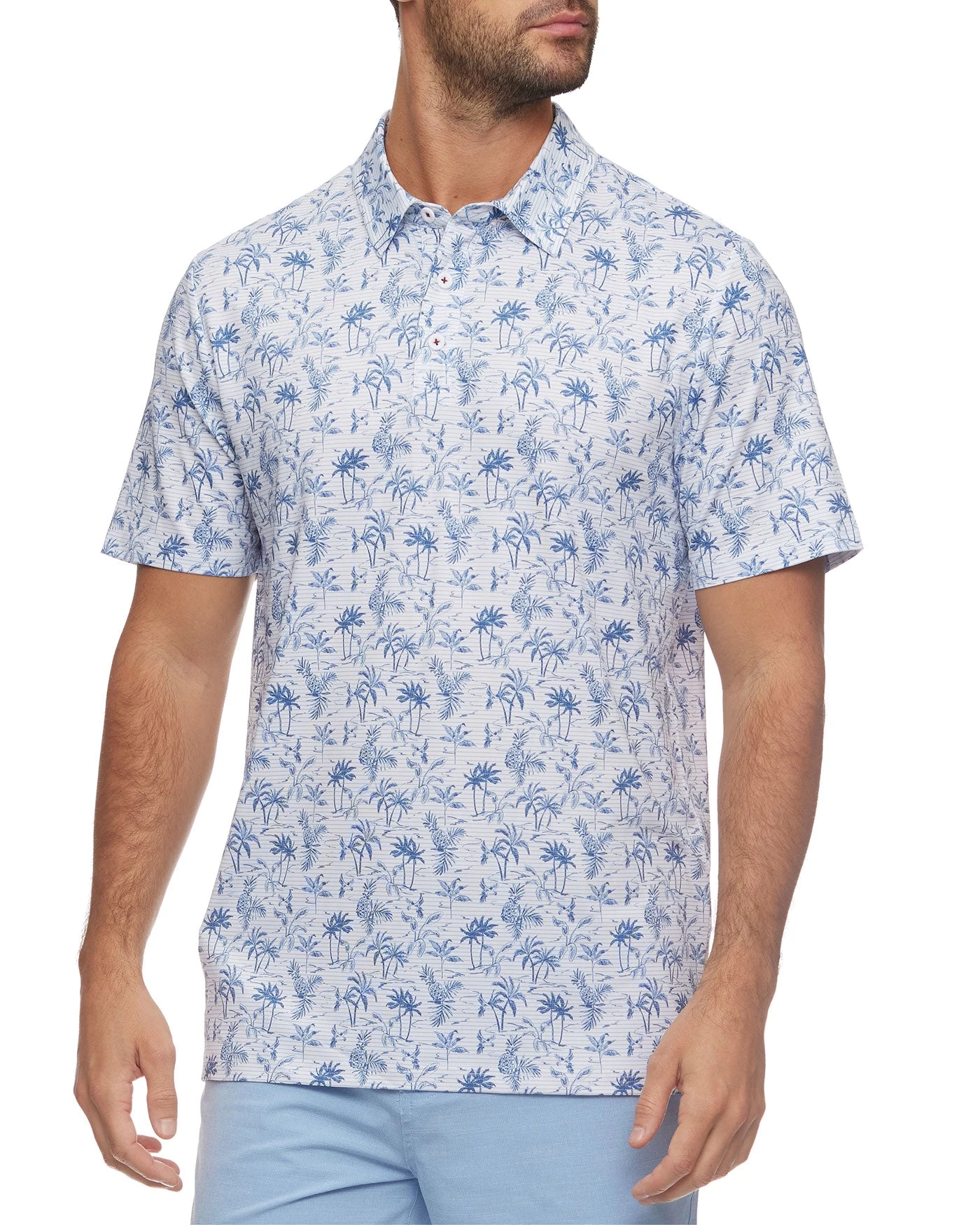 WILMETTE STRIPED TROPICAL PRINT PERFORMANCE POLO 4 WILMETTE STRIPED TROPICAL PRINT PERFORMANCE POLO - Image 3