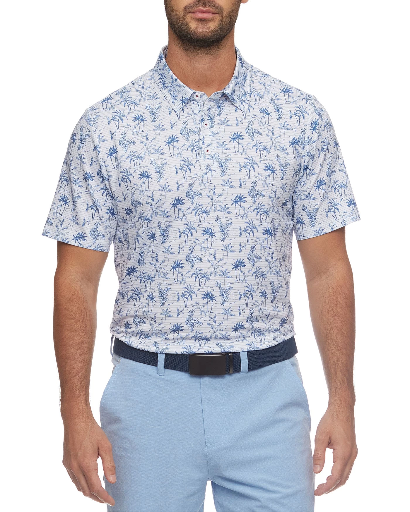 WILMETTE STRIPED TROPICAL PRINT PERFORMANCE POLO 2 WILMETTE STRIPED TROPICAL PRINT PERFORMANCE POLO