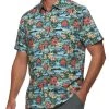 MADEFLEX HAWAIIAN PRINT UPF PERFORMANCE SHIRT 2 MADEFLEX HAWAIIAN PRINT UPF PERFORMANCE SHIRT -Style Vibe Shop M CREWS1495V AQUA MUL 004