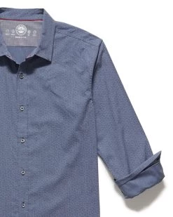 MADELEX FLORAL PRINT ICON SHIRT -Style Vibe Shop M FA23WS1657 GRAFTON LLS FLORAL PRINT PERFORMANCE ICON SHIRT NAVY 004