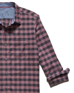 MADEFLEX GINGHAM ICON SHIRT -Style Vibe Shop M HO21dWS255 VANDEMERE LS PERFORMANCE ICON SHIRT RED BLACK 018