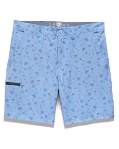 MADEFLEX ANY-WEAR HYBRID FLAMINGO PRINT SHORT - 8" INSEAM (FINAL SALE) -Style Vibe Shop M SM23SH1459 ANY WEAR HYBRID FLAMINGO PRINT 8 INCH SHORT LIGHT BLUE 005