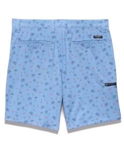 MADEFLEX ANY-WEAR HYBRID FLAMINGO PRINT SHORT - 8" INSEAM (FINAL SALE) -Style Vibe Shop M SM23SH1459 ANY WEAR HYBRID FLAMINGO PRINT 8 INCH SHORT LIGHT BLUE 009