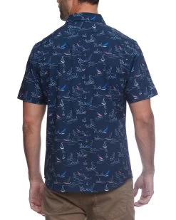 MADEFLEX SAILBOAT PRINT UPF PERFORMANCE SHIRT (FINAL SALE) -Style Vibe Shop M SM23WS1446 NAVY 014