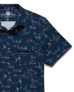 MADEFLEX SAILBOAT PRINT UPF PERFORMANCE SHIRT (FINAL SALE) -Style Vibe Shop M SM23WS1446 STEWART SS PERFORMANCE SAILBOAT AND FLAG PRINT SHIRT NAVY 003 471096ff a1d3 44d5 bb48 7cffcc01d534