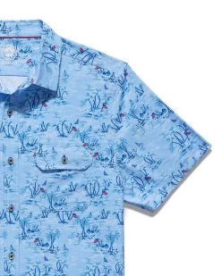 MADEFLEX FLAG ISLAND PRINT UPF PERFORMANCE SHIRT (FINAL SALE) -Style Vibe Shop M SM23WS1448 ASHBURN SS PERFORMANCE FLAG ISLAND PRINT SHIRT LIGHT BLUE MULTI 003 4971107a 9ec6 4470 97e8 d33e45c27c79