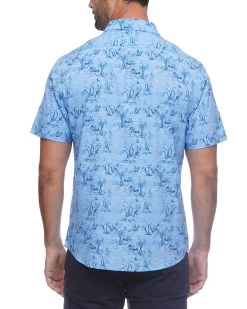 MADEFLEX FLAG ISLAND PRINT UPF PERFORMANCE SHIRT (FINAL SALE) -Style Vibe Shop M SM23WS1448 ASHBURN SS PERFORMANCE ISLAND PRINT SHIRT LIGHT BLUE MULTI 008