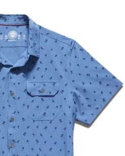 MADEFLEX FLAMINGO PRINT UPF PERFORMANCE SHIRT -Style Vibe Shop M SP23WS1108 MED BLUE 005 1