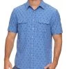 MADEFLEX FLAMINGO PRINT UPF PERFORMANCE SHIRT -Style Vibe Shop M SP23WS1108 TUSCALOOSA SS PERFORMANCE FLAMINGO PRINT SHIRT MEDIUM BLUE 007