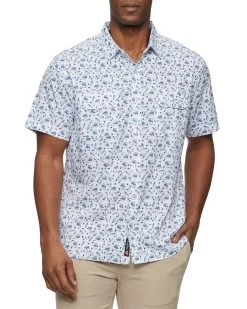 MADEFLEX GOLF PRINT UPF PERFORMANCE SHIRT (FINAL SALE) -Style Vibe Shop M SP23WS1212 STATESVILLE SS PERFORMANCE GOLF PRINT SHIRT WHITE COMBO 1435