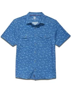 MADEFLEX FISH PRINT UPF PERFORMANCE SHIRT (FINAL SALE) -Style Vibe Shop M SP23WS1247 BLUE COMBO 004