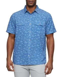 MADEFLEX FISH PRINT UPF PERFORMANCE SHIRT (FINAL SALE) -Style Vibe Shop M SP23WS1247 WAYCROSS SS PERFORMANCE FISH PRINT SHIRT BLUE COMBO 1379