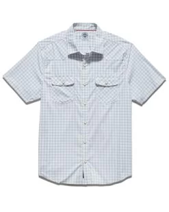 MADEFLEX UPF PERFORMANCE WESTERN SHIRT (FINAL SALE) -Style Vibe Shop M SP23WS1331 SOUTHPORT SS PERFORMANCE WESTERN SHIRT PALE BLUE WHITE 003