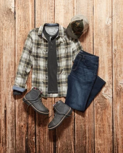 ESPARTO HERRINGBONE FLANNEL SHIRT -Style Vibe Shop OUTFIT 1 007