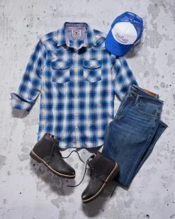 FRANKLIN VINTAGE WASHED WESTERN FLANNEL SHIRT -Style Vibe Shop OUTFIT 2 026