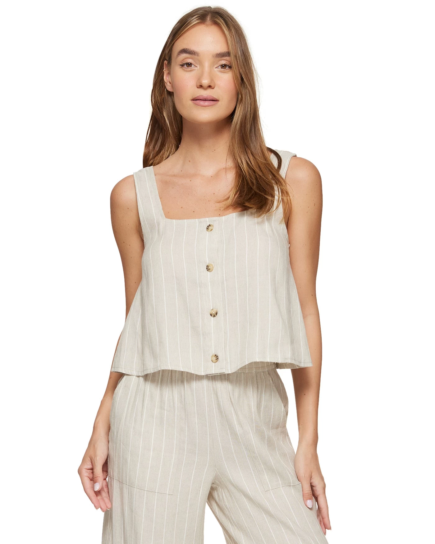 AVA LINEN-BLEND CROPPED TANK 3 AVA LINEN-BLEND CROPPED TANK