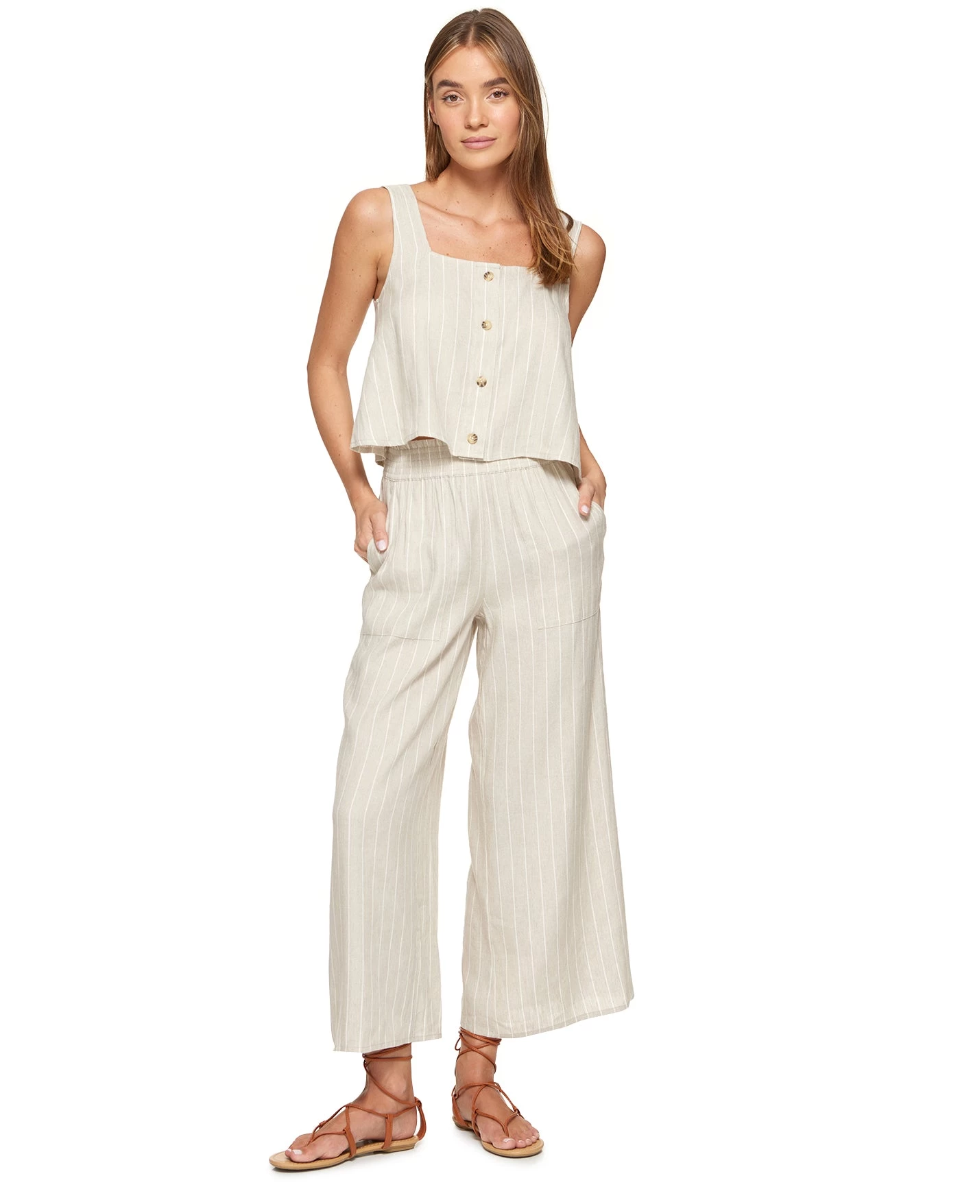 AVA LINEN-BLEND CROPPED TANK 4 AVA LINEN-BLEND CROPPED TANK - Image 2