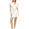 DELANEY UTILITY SHIRT DRESS -Style Vibe Shop SM23DR5078W OATMEL CLOVER SS UTILITY SHIRT DRESS W POCKETS 005