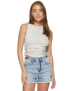 HAILEY HIGH NECK RUCHED TANK -Style Vibe Shop SM23KT7067W OTLHTR SLEEVELESS HIGH NECK RUCHED KNIT TOP 058 8411631a 4439 448d 835c 625a21c85976