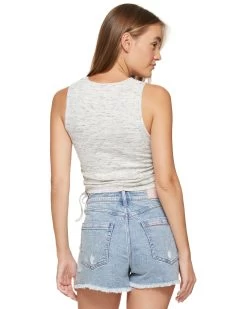 HAILEY HIGH NECK RUCHED TANK -Style Vibe Shop SM23KT7067W OTLHTR SLEEVELESS HIGH NECK RUCHED KNIT TOP 092 b91e7cf6 1cf7 415b a74b c9837d8d607e