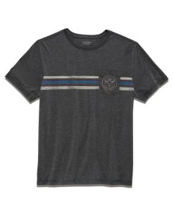 BULL SKULL STRIPED POCKET TEE (FINAL SALE) -Style Vibe Shop SM23SS1196 CHARCOAL 003