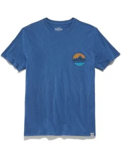 MOUNTAIN SUNRISE SLUB TEE (FINAL SALE) -Style Vibe Shop SM23SS961 MOUNTAIN SUNRSE TEE MED BLUE 003