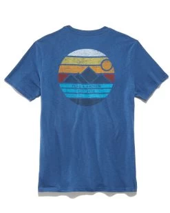MOUNTAIN SUNRISE SLUB TEE (FINAL SALE) -Style Vibe Shop SM23SS961 MOUNTAIN SUNRSE TEE MED BLUE 006