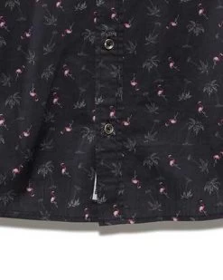 BARDWELL FLAMINGO PRINT SHIRT (FINAL SALE) 11 BARDWELL FLAMINGO PRINT SHIRT (FINAL SALE) -Style Vibe Shop SM23WS1371 BARDWELL SS FLAMMINGO PRINT SHIRT BLACK 004