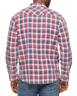 DAWSON WESTERN SHIRT -Style Vibe Shop SM23WS1726 DAWSON LS WESTERN SHIRT RED WHITE BLUE CHECK 002