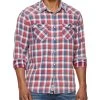 DAWSON WESTERN SHIRT -Style Vibe Shop SM23WS1726 DAWSON LS WESTERN SHIRT RED WHITE BLUE CHECK 018