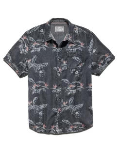 PINECREST PALM PRINT SHIRT (FINAL SALE) 11 PINECREST PALM PRINT SHIRT (FINAL SALE) -Style Vibe Shop SP22WS017 PINECREST SS TROPICAL PRINT VINTAGE WASH SHIRT CHARCOAL MULTI 011