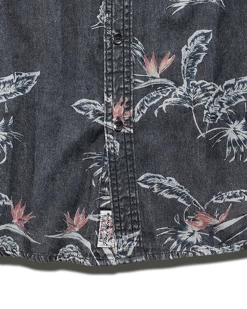 PINECREST PALM PRINT SHIRT (FINAL SALE) 14 PINECREST PALM PRINT SHIRT (FINAL SALE) -Style Vibe Shop SP22WS017 PINECREST SSm TROPICAL PRINT VINTAGE WASH SHIRT CHARCOAL MULTI 011