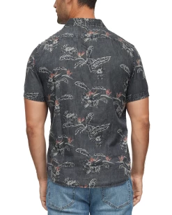 PINECREST PALM PRINT SHIRT (FINAL SALE) 12 PINECREST PALM PRINT SHIRT (FINAL SALE) -Style Vibe Shop SP22WS017 WASHED BLACK 020