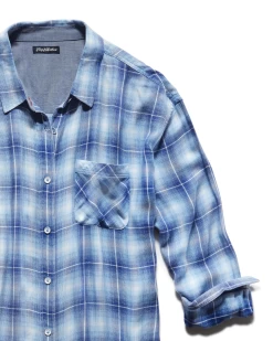 FERNLY RELAXED SHIRT -Style Vibe Shop SP22WS1033W FERNLY LS SsINGLE POCKET SHIRT BLUE WHITE 019