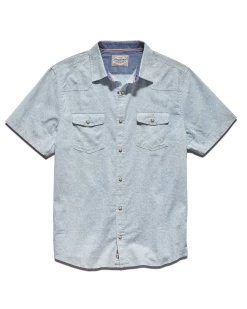 POTTSTOWN PALM PRINT LINEN-BLEND SHIRT (FINAL SALE) 10 POTTSTOWN PALM PRINT LINEN-BLEND SHIRT (FINAL SALE) -Style Vibe Shop SP22WS130 POTTSTOWN SS LEAF PRINT WESTERN SHIRT LIGHT BLUE WHITE 005